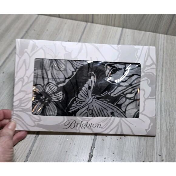 Brighton Black & White Always Right Scarf Purse Decor Silk Butterfly Floral New - Picture 1 of 5